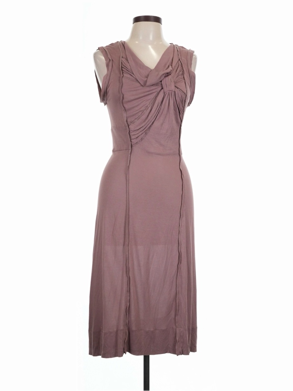 BCBGMaxAzria Mauve Sleeveless Draped Midi Dress